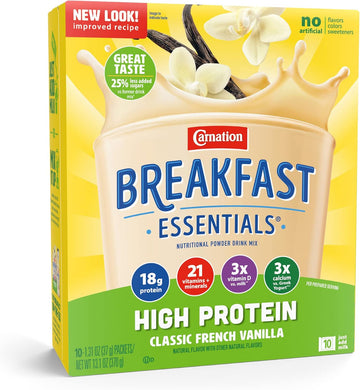 Carnation Breakfast Essentials High Protein Oral Supplement Classic French Vanilla Flavor 1.31 Oz. Packet 60 Ct