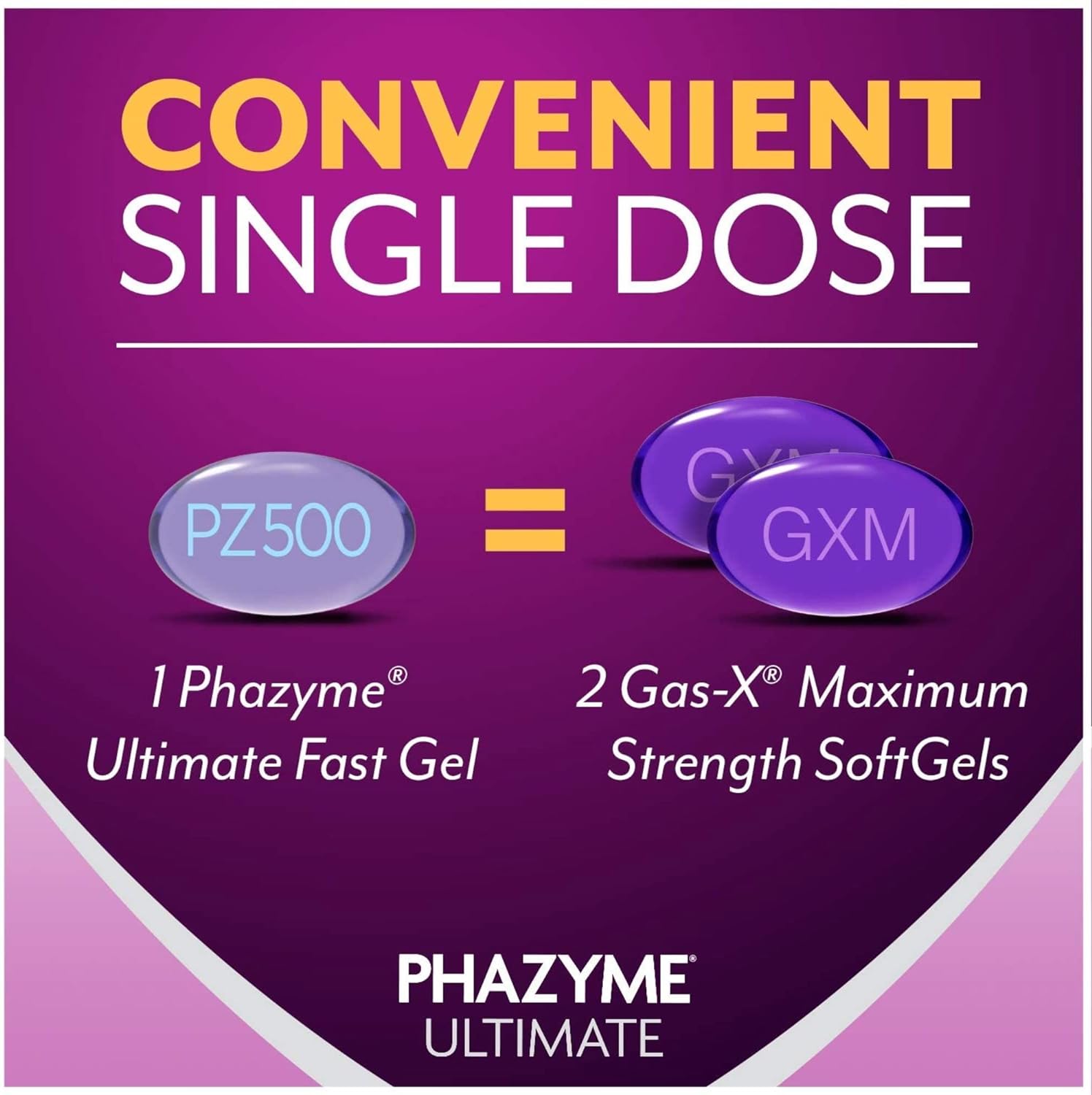 Phazyme Ultimate Gas Bloating Relief Works in Minutes 500 mg Simethicone Fast Gels, 20 Count