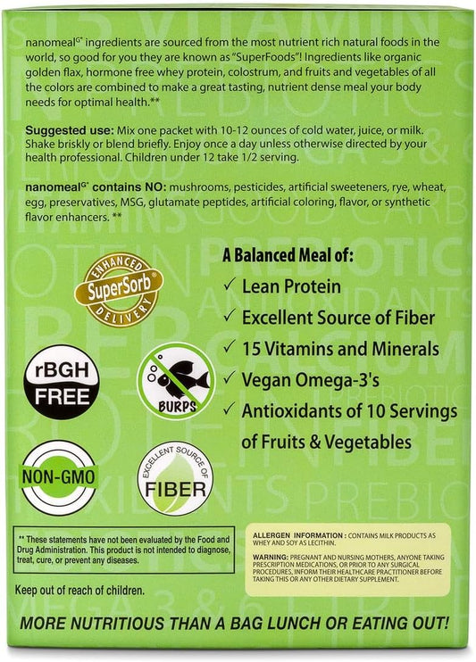 Biopharma Scientific Nanomeal All-In-One Meal Superfood Powder | Tropical Fruit Blend Flavor | 10 Servings | Nanogreens + Nanopro + Nanomega | Immune Support, Detoxification, Gut