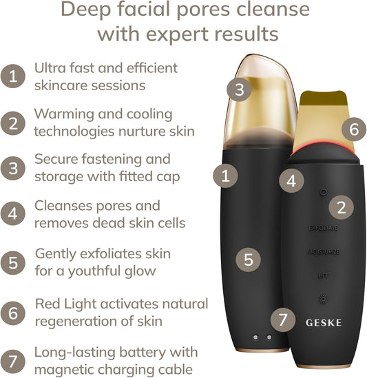 GESKE SmartAppGuided™ MicroCurrent Skin Scrubber & Blackhead Remover | 9 in 1 | Skincare tool | Pores cleaner | Anti-aging and cleansing | Professional face lift | Blackheads removal & extraction : Amazon.co.uk: Beauty