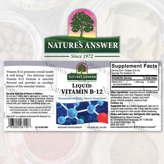 Nature's Answer Liq Vitamin B-12 | Promotes Healthy Nerve Function & Energy Levels | Naturally avored & Gluten-Free 2