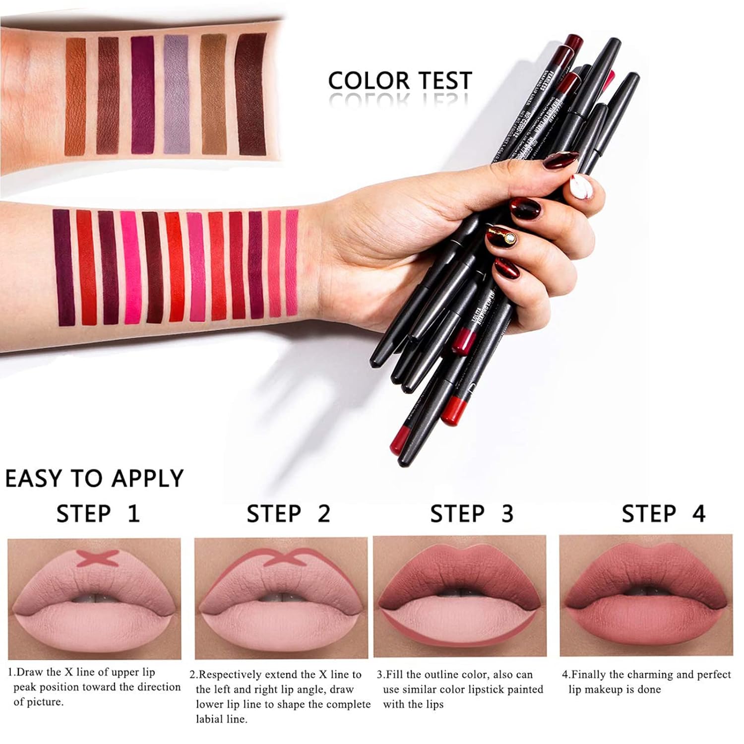 Dc-Beautiful 18 Colors Lip Liners Pencil Set With 2 Pencil Sharpeners, Premium Waterproof Smooth Lip Pencils, Long Lasting Matte Makeup Lipliners : Beauty & Personal Care