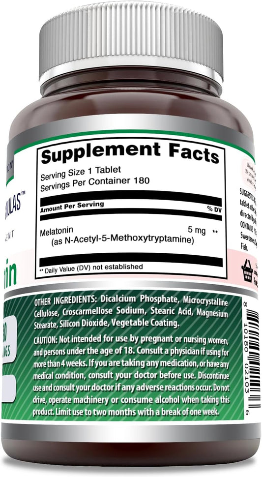 Amazing Formulas Melatonin 5 Mg Tablets Supplement | Non-Gmo | Gluten Free | Made In Usa (365)