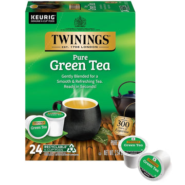 Twinings Pure Green Tea K-Cup Pods For Keurig, 24 Count (Pack Of 1), Smooth Flavour, Enticing Aroma, Caffeinated, Enjoy Hot Or Iced | Packaging May Vary