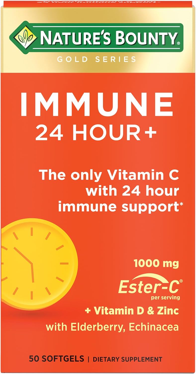 Nature'S Bounty Immune 24 Hour +, The Only Vitamin C With 24 Hour Immune Support From Ester C, Rapid Release Softgels, 50 Count
