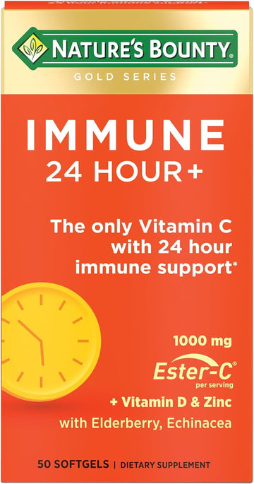 Nature'S Bounty Immune 24 Hour +, The Only Vitamin C With 24 Hour Immune Support From Ester C, Rapid Release Softgels, 50 Count