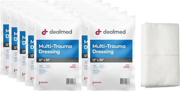 Dealmed 12" X 30" Multi-Trauma Dressing – Sterile Emergency Oversized Pad, Superior Absorbency, Protection And Padding, Wound Care Product For First Aid Kit (Pack Of 10)