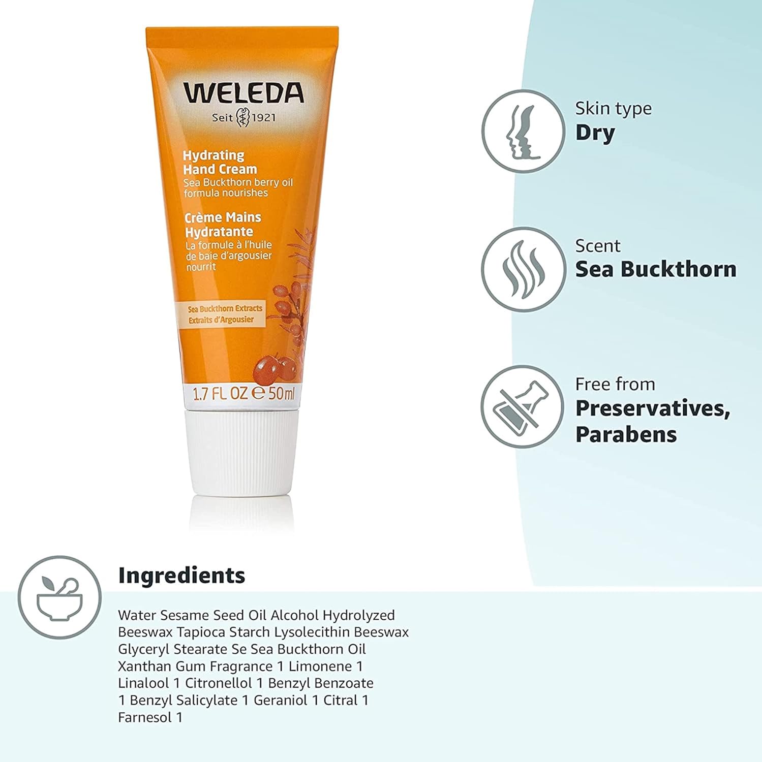 Weleda Sea Buckthorn Hand Cream, 1.7 Ounce : Weleda Skin Food : Beauty & Personal Care