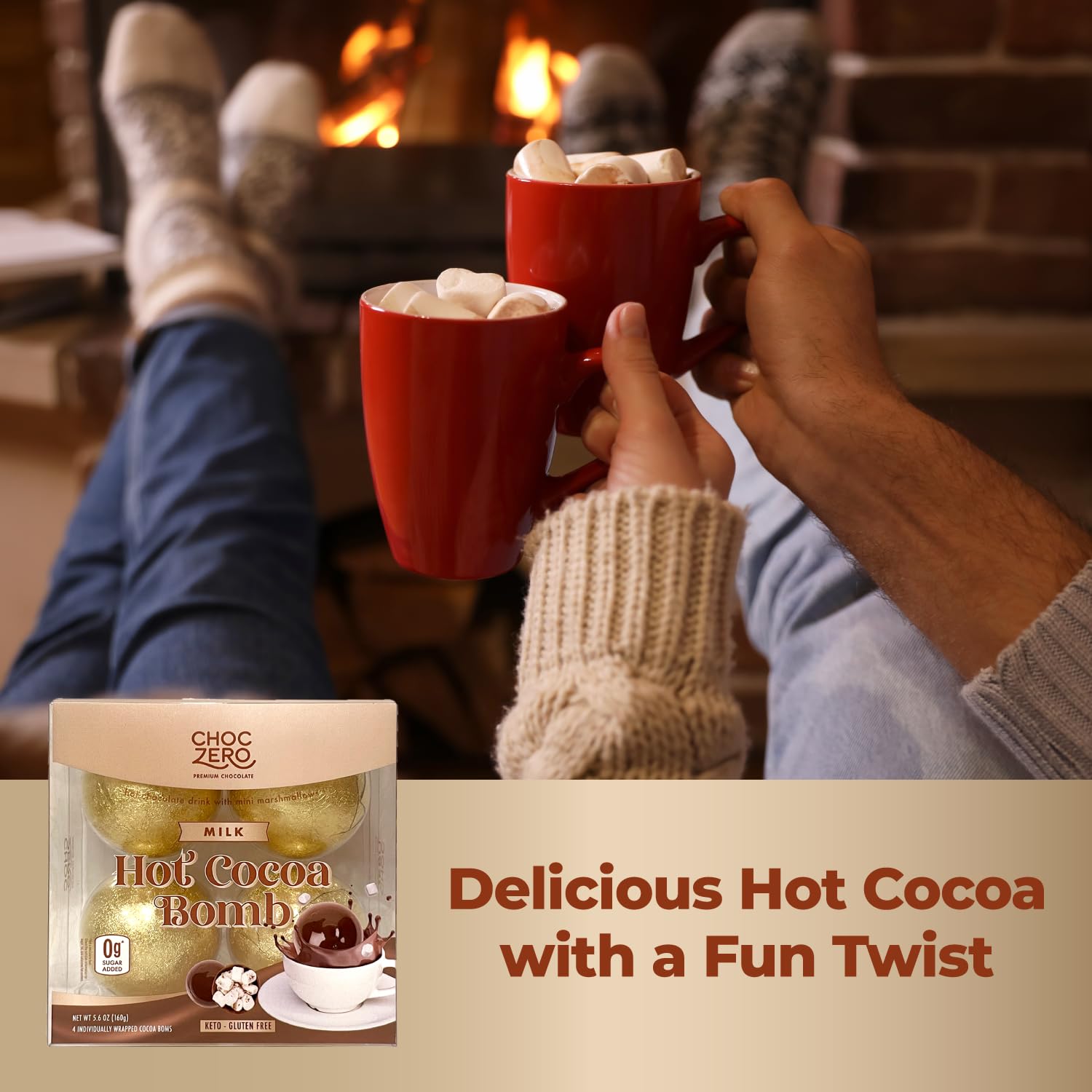 Choczero Hot Cocoa Bombs, Zero Sugar Added, Keto Milk Chocolate, Kid Friendly Way To Make Hot Chocolate, Filled With Sugar Free Marshmallows (4 Count)