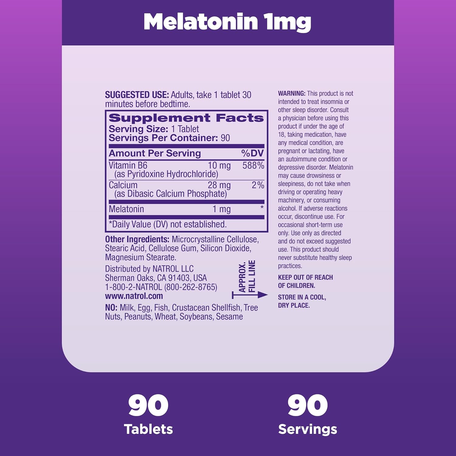 Natrol Melatonin 1 mg, Dietary Supplement for Restful Sleep, Sleep Tablets for Adults, 90 Melatonin Tablets, 90 Day Supply : Health & Household