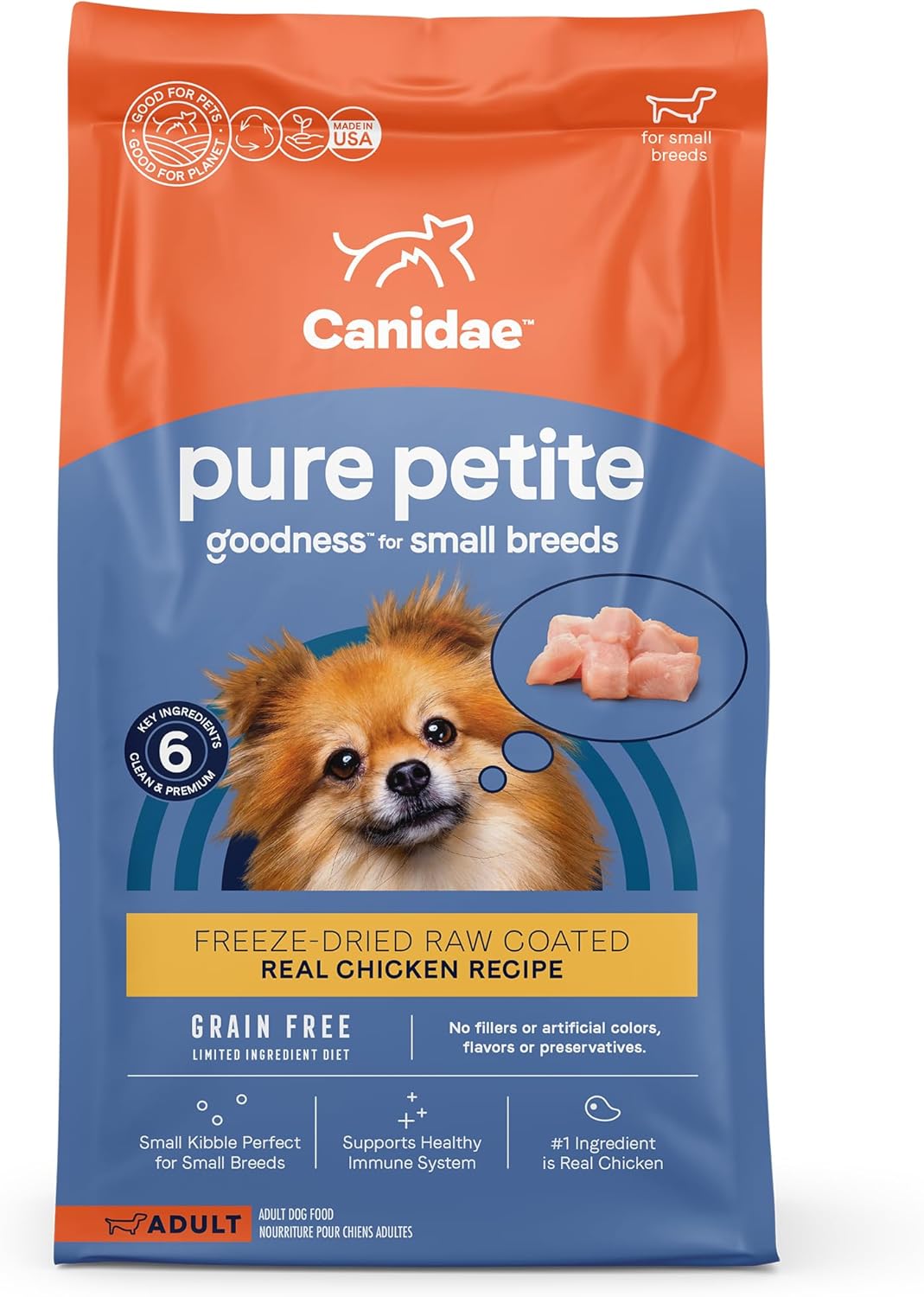 Canidae Pure Petite Freeze-Dried Raw Coated Recipe With Real Chicken Dog Dry 4 Lbs
