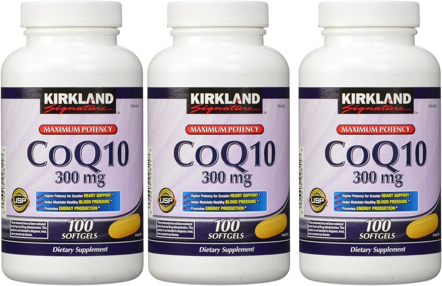 Kirkland Signature fKySk, COQ10 300 mg 100 Softgels (Pack of 3)