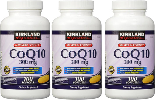 Kirkland Signature fKySk, COQ10 300 mg 100 Softgels (Pack of 3)