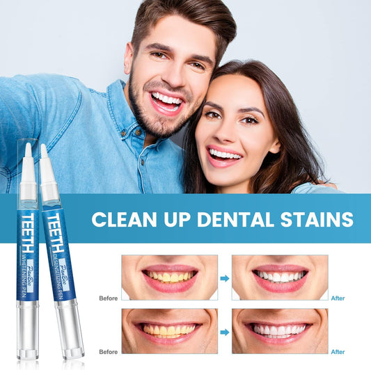 Teeth Whitening Pen 4+1(5 Pack), 70+ Treatments, Use Twice A Day Up To 1-6 Shade Whiter In 1-2 Weeks, 4 Whitening Pens Plus 1 Desensitizing Pen, Effective, Painless And Enamel Safe Teeth Whitening Gel