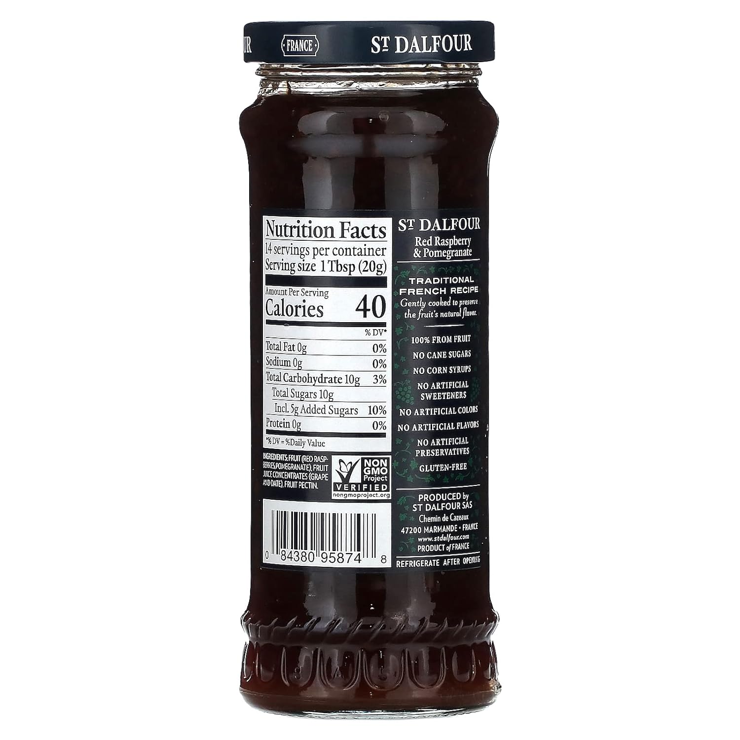 St Dalfour, Fruit Spread Red Raspberry Pomegranate, 10 Ounce : Grocery & Gourmet Food