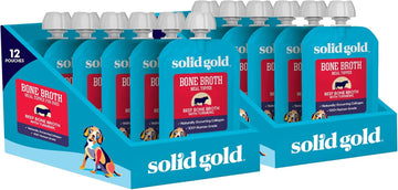 Solid Gold Beef Bone Broth For Dogs - Grain Free Dog Food Topper Rich In Collagen And Superfoods - Nutrient Dense Dog Gravy Topper For Dry Food - Promotes Gut Health And Hydration - 12 Pack