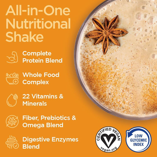 Vegansmart Naturade Plant Based Vegan Protein Powder - All-In-One Nutritional Shake Protein Blend - Gluten Free & Non-Gmo - Chai (15 Servings)