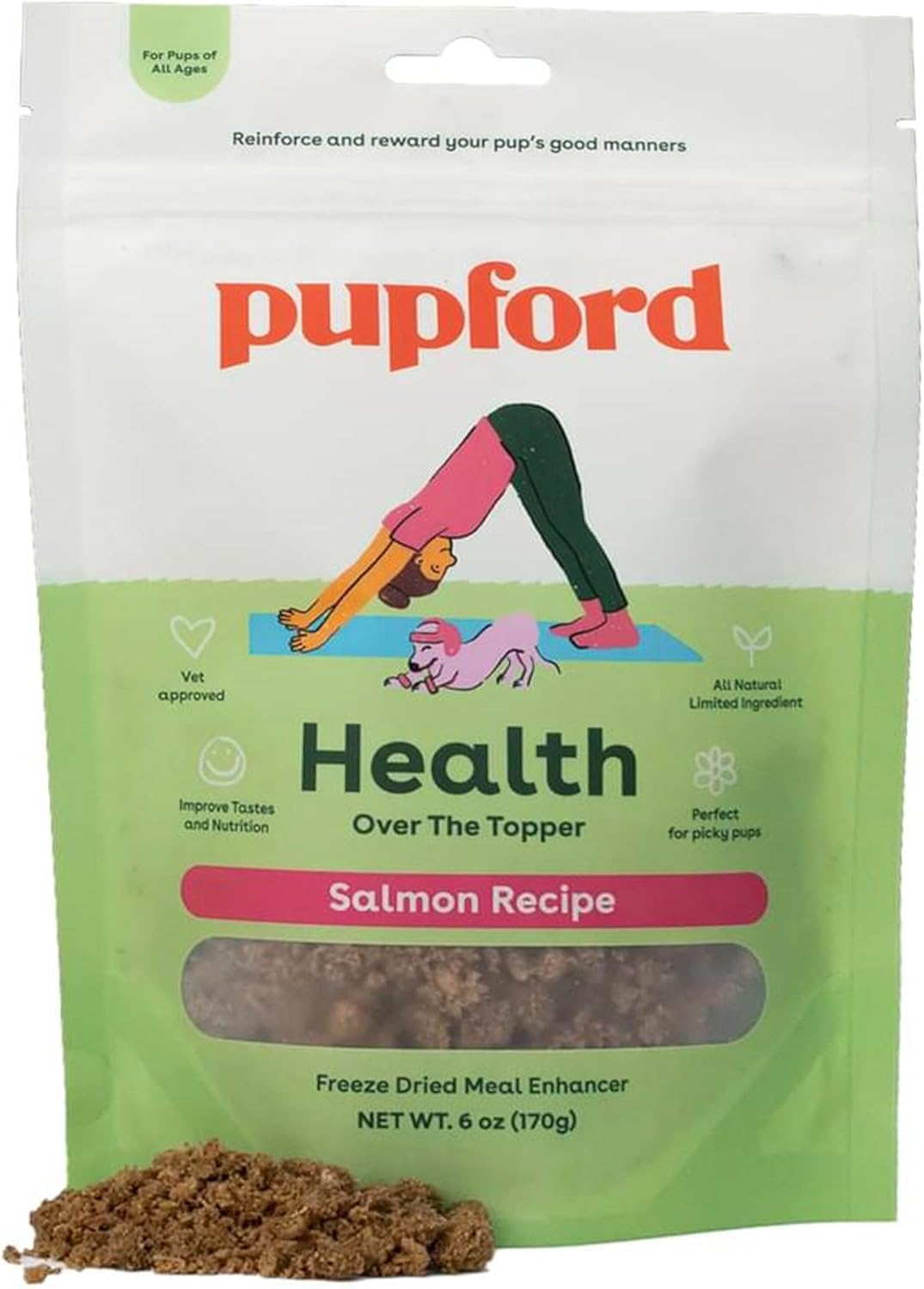 Pupford Over The Topper - Freeze Dried Meal Toppers For Dogs & Puppies Of All Ages | Minimal Ingredients, Made In The Usa | A Delicious Food Topper For Picky Dogs To Improve Nutrition & Taste (Salmon)