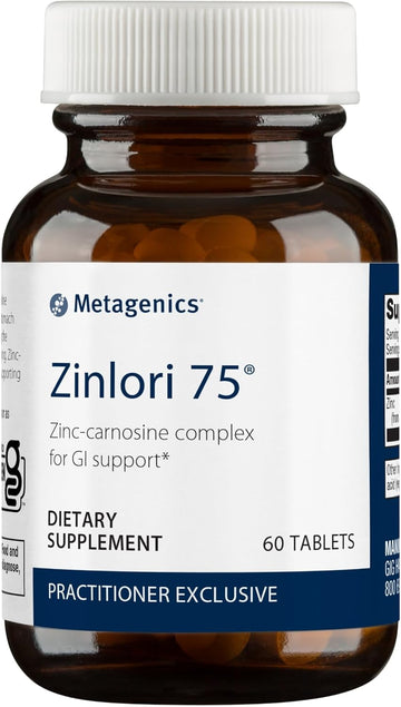 Metagenics Zinlori 75 - High Potency Zinc - Zinc-Carnosine Supplement- For Minor Stomach Discomfort* - Mineral Supplement - Non-Gmo & Gluten-Free - 60 Tablets