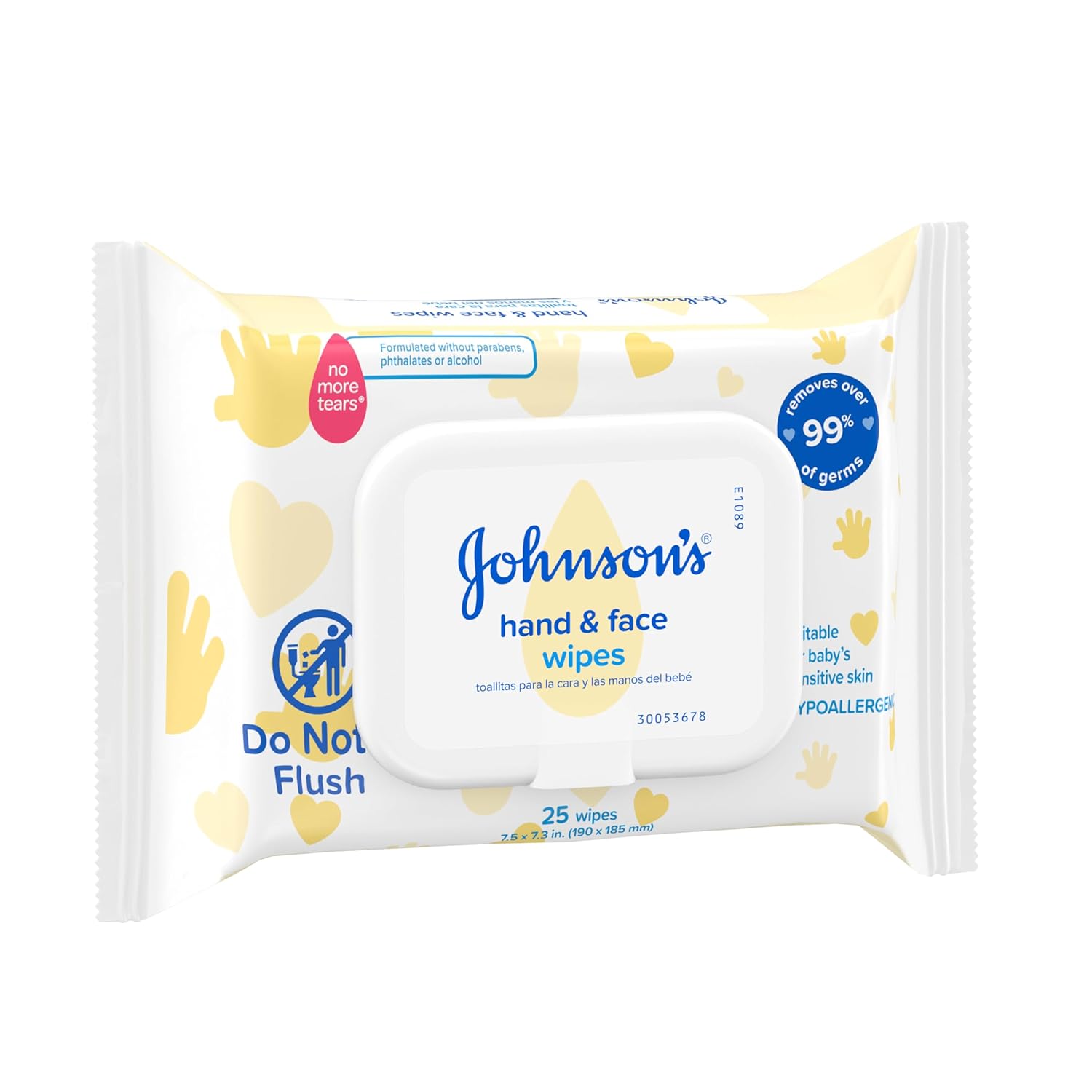 Johnson'S Baby Disposable Hand & Face Cleansing Wipes, Pre-Moistened Wipes Gently Remove 99% Of Germs & Dirt From Delicate Skin, Paraben-, Phthalate- & Alcohol-Free, Hypoallergenic, 4 Pack