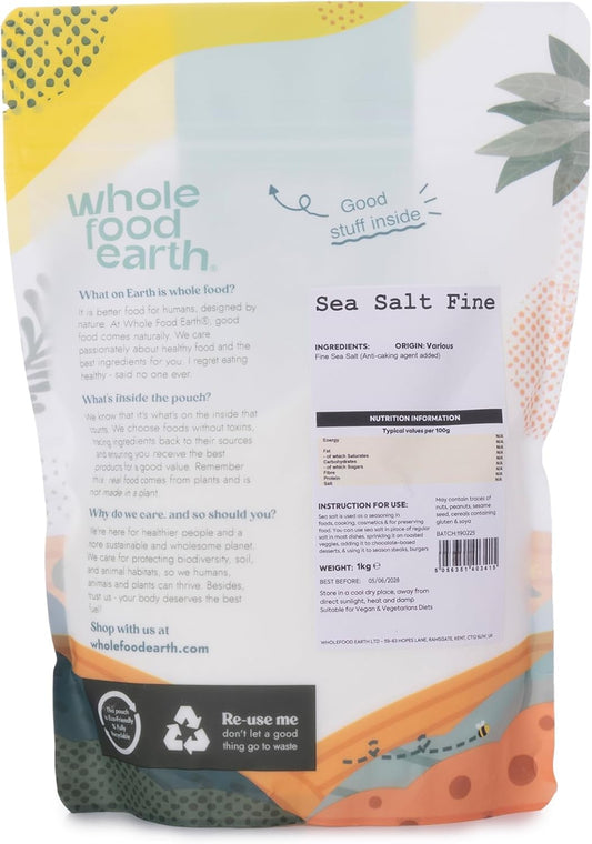 Wholefood Earth Fine Sea Salt 1 Kg | Gmo Free