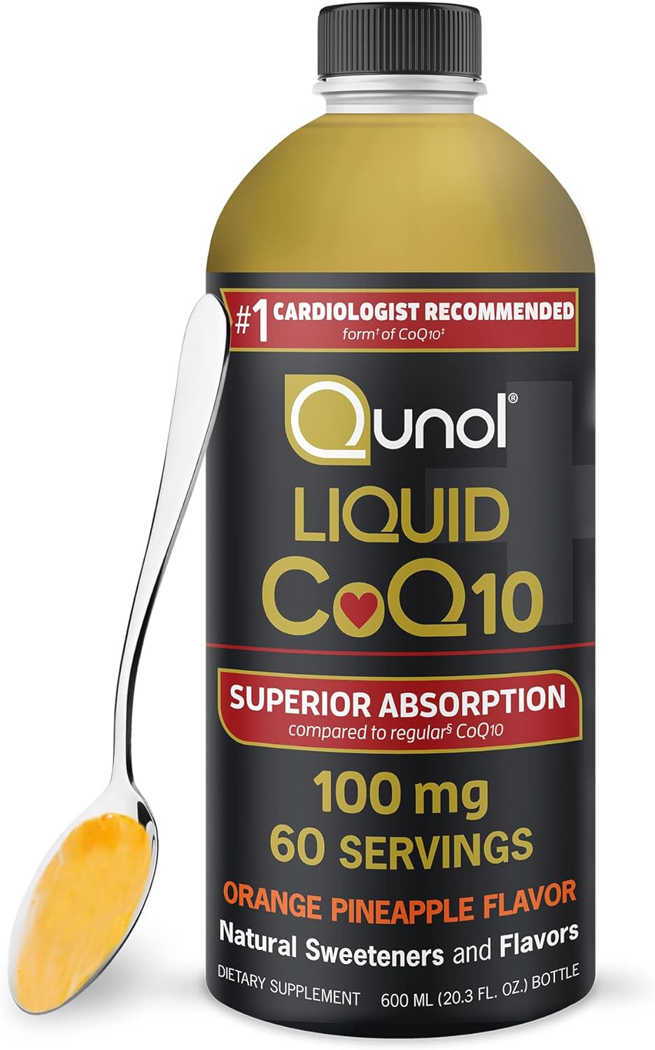 Qunol Liq Coq10 100Mg, Superior Absorption Natural Supplement Form Of Coenzyme Q10, Antioxidant For Heart Health, Orange Pineapple Avored, 60 Servings, 20. Bottle