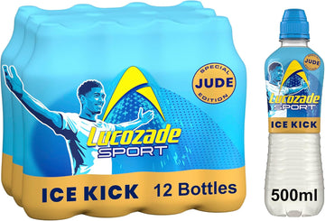 Lucozade Sport Ice Kick, Jude Bellingham Edition, 500Ml (Pack Of 12), Isotonic Sports Drink With Electrolytes And Vitamin B3 | Still | Bursting With Flavour