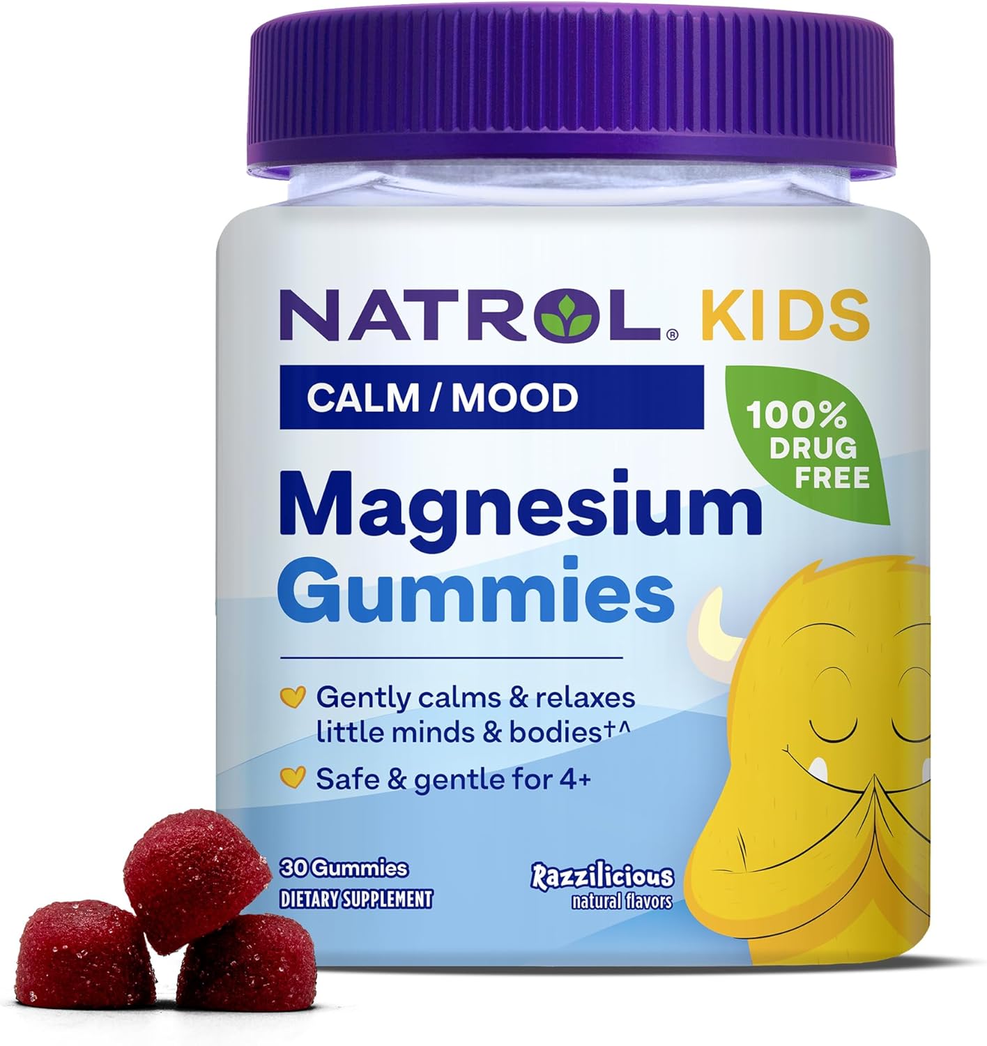 Natrol Kids Magnesium Citrate Gummies, Dietary Supplement To Calm And Relax, Magnesium For Kids, 30 Razzilicious-Flavored Gummies, 30 Day Supply