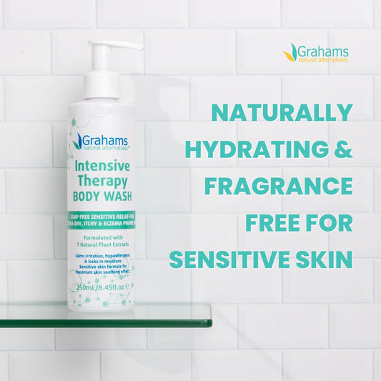 Grahams Natural Intensive Therapy Body Wash - For Eczema & Psoriasis Prone, Sensitive, Itchy Skin - Hypoallergenic, Fragrance & Soap-Free - 7 Natural Plant Extracts (1 X 250Ml)