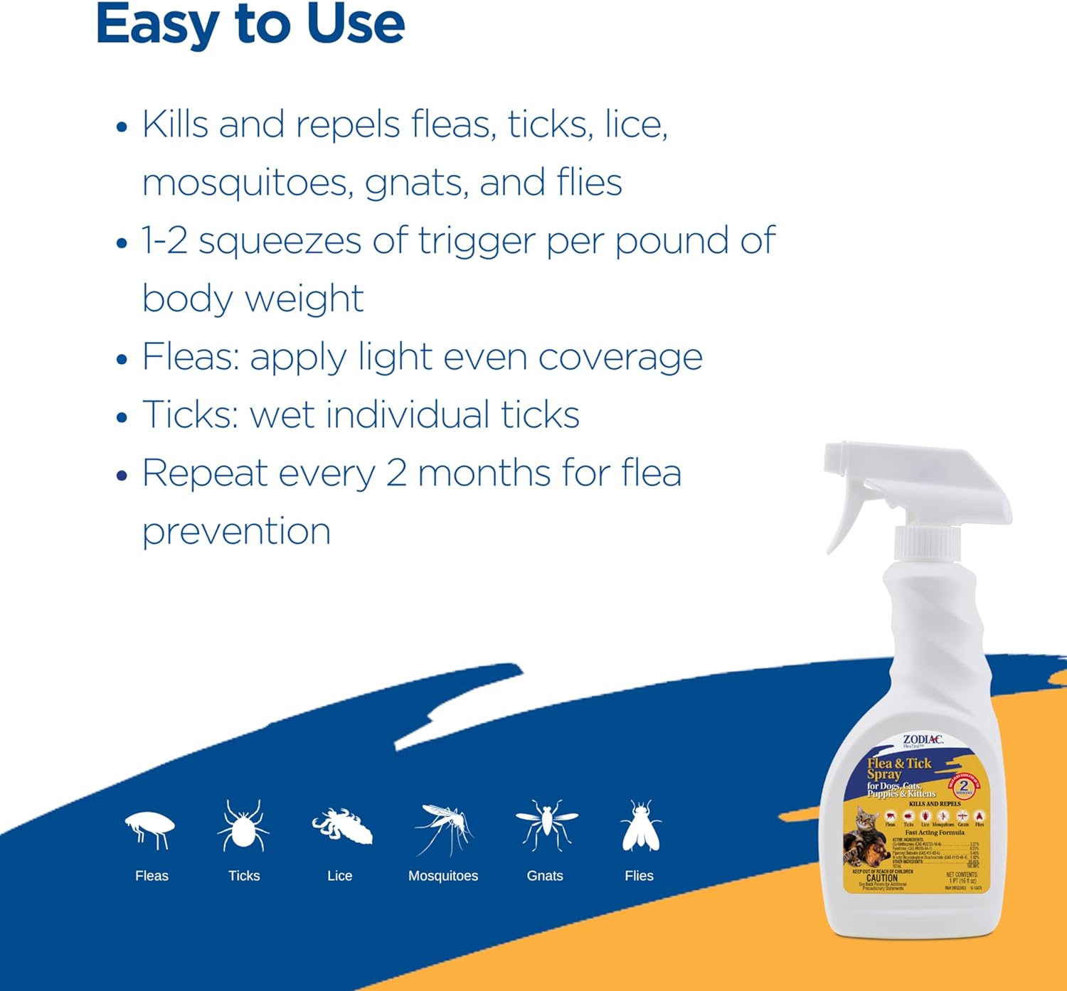 Zodiac Flea & Tick Spray for Dogs, Cats, Puppies & Kittens 16 fluid ounces : Pet Flea And Tick Sprays : Pet Supplies