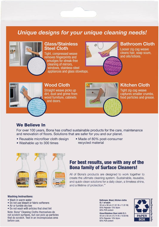 Bona® Microfiber Cleaning Cloths Multipack