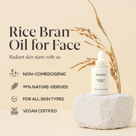 Hayejin Rice Bran Oil For Face | Face Moisturizer W/Fermented Rice Bran Oil | Korean Face Oil For Women | Face Serum For Glowing Skin | Korean Skin Care Facial Oils (Pack Of 1, 1.01 Fl. Oz)