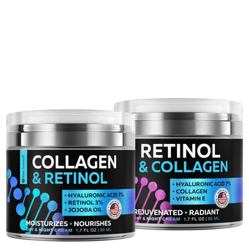 Youthful Radiance Package - Face Moisturizer & Anti Aging Cream For Women & Men - Collagen Skin Care With Hyaluronic Acid, Jojoba Oil 1.7Oz And Retinol Cream With Vitamin E 1.7Oz