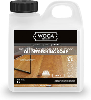 WOCA Denmark Oil Refreshing Soap White 1L, Concentrated Rejuvenator for Oiled or Waxed Wood. Food Contact Safe, Plant Based, made for floors and furniture