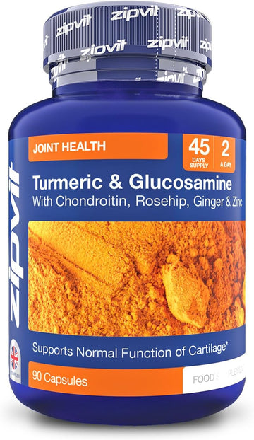 Zipvit Glucosamine And Chondroitin High Strength Complex With Turmeric, Vitamin C, Rosehip, Ginger & Zinc. Joint Supplements 90 Capsules