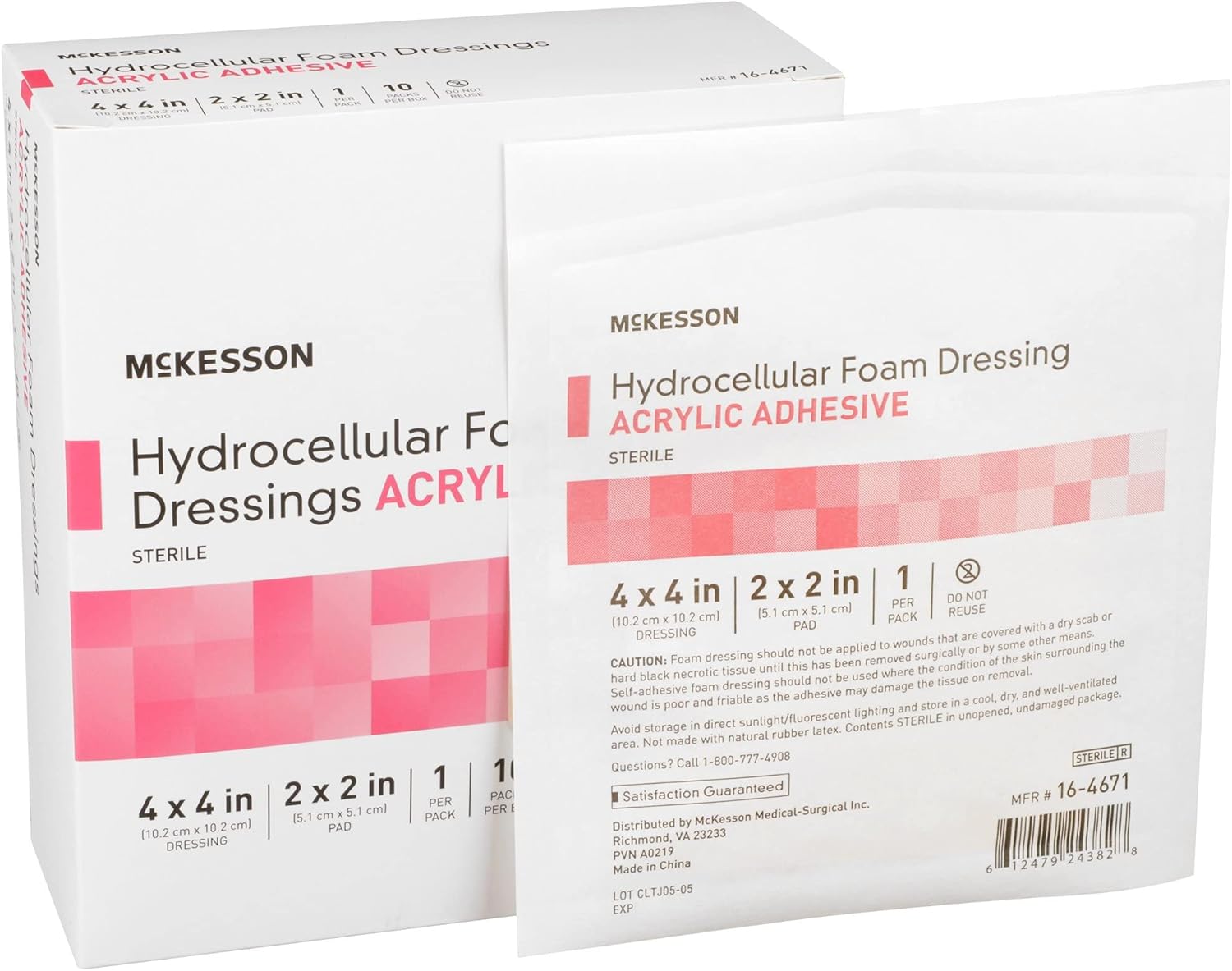 Mckesson Hydrocellular Foam Dressings, Sterile, Acrylic Adhesive With Border, 4 In X 4 In, 10 Count, 1 Pack