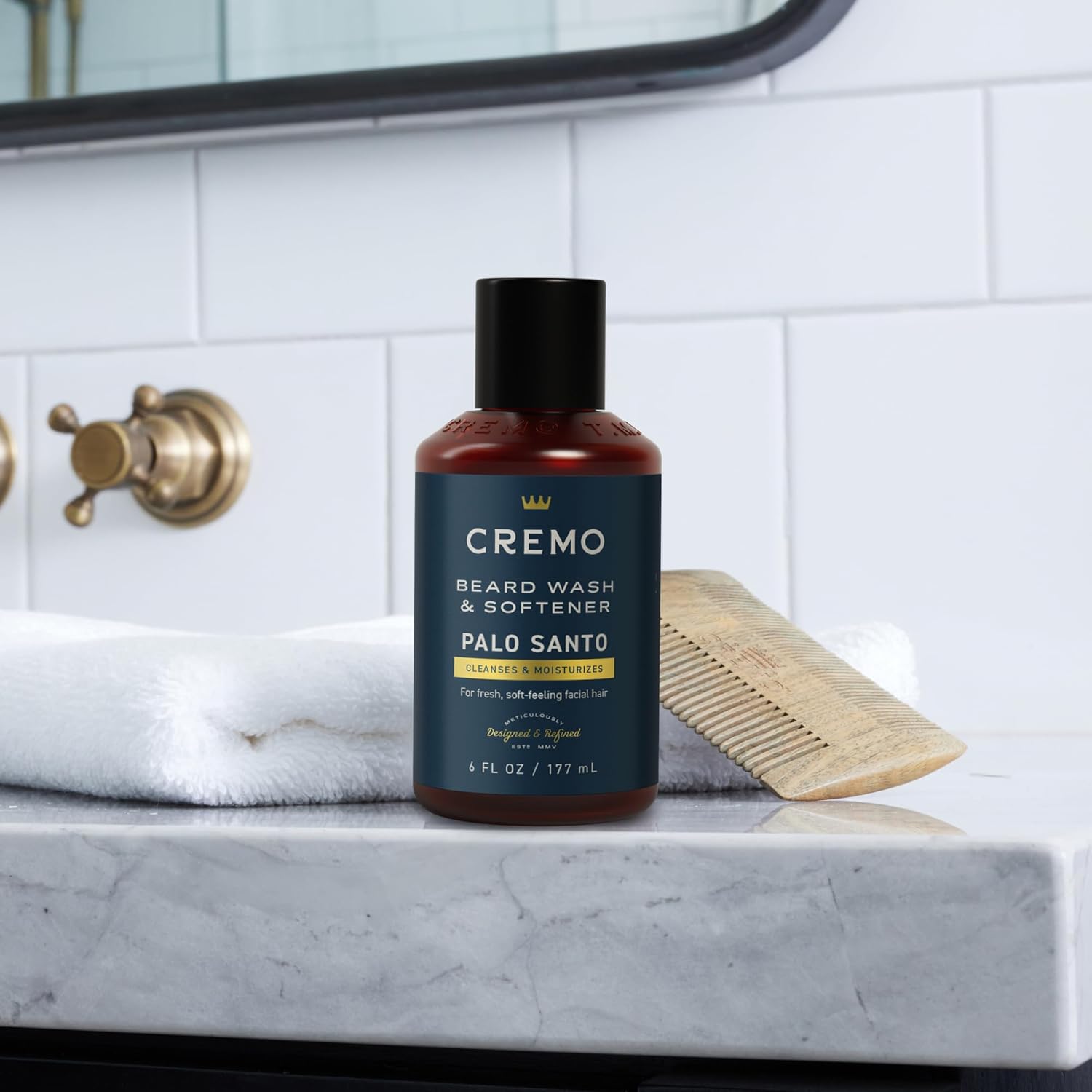 Cremo Palo Santo (Reserve Collection) Beard Wash & Softener, Moisturizes, Styles and Reduces Beard Itch for All Lengths of Facial Hair, 6 Fluid Oz : Beauty & Personal Care