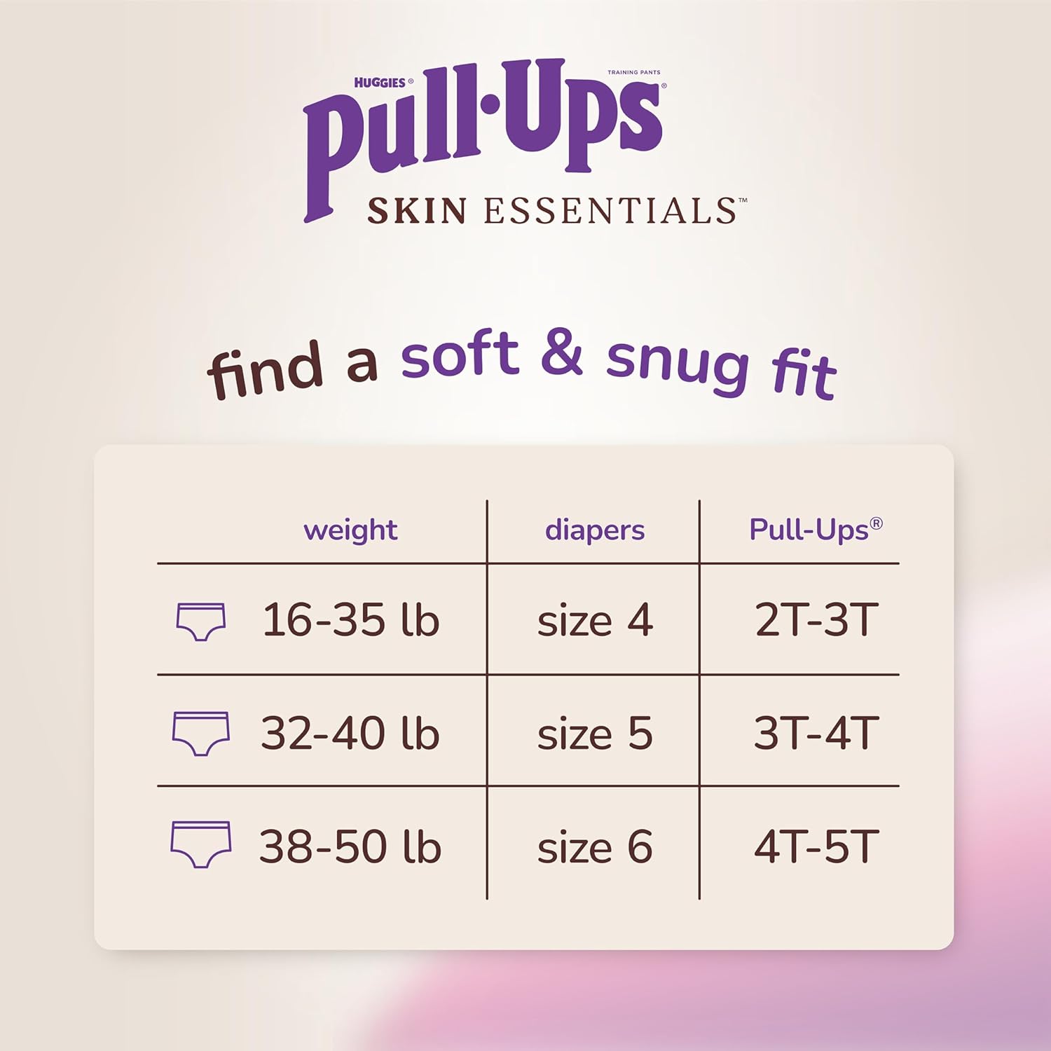 Pull-Ups Girls' Skin Essentials Potty Training Pants, Training Underwear, 4T-5T (38-50 lbs), 99 Ct (3 Packs of 33) : Baby