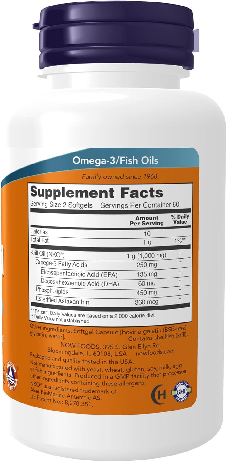 NOW Supplements, Neptune Krill Oil 500 mg, Phospholipid-Bound Omega-3, Cardiovascular Support*, 120 Softgels