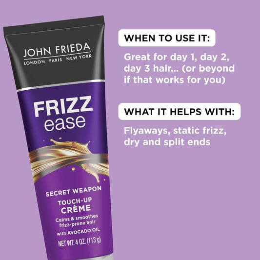 John Frieda Frizz Ease Secret Weapon Touch Up Cream: Anti-Frizz Styling Cream For Smooth, Frizz-Prone Hair (4 Oz, Pack Of 2)