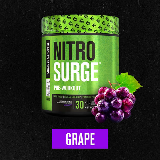 Jacked Factory Nitrosurge Pre Workout Supplement - Endless Energy, Instant Strength Gains, Clear Focus And Intense Pumps - No Booster & Powerful Preworkout Energy Powder - 30 Servings, Watermelon