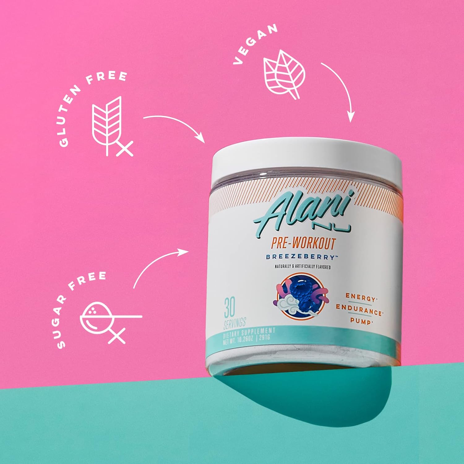 Alani Nu Pre Workout Powder | Amino Energy Boost | Endurance Supplement | Sugar Free | 200mg Caffeine | L-Theanine, Beta-Alanine, Citrulline | 30 Servings (Breezeberry) : Health & Household