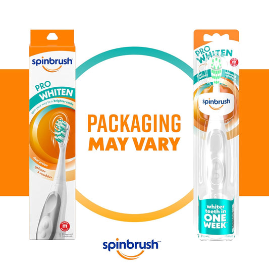 Spinbrush Pro Whiten, Battery Toothbrush For Adults, Medium Bristles, Batteries Included