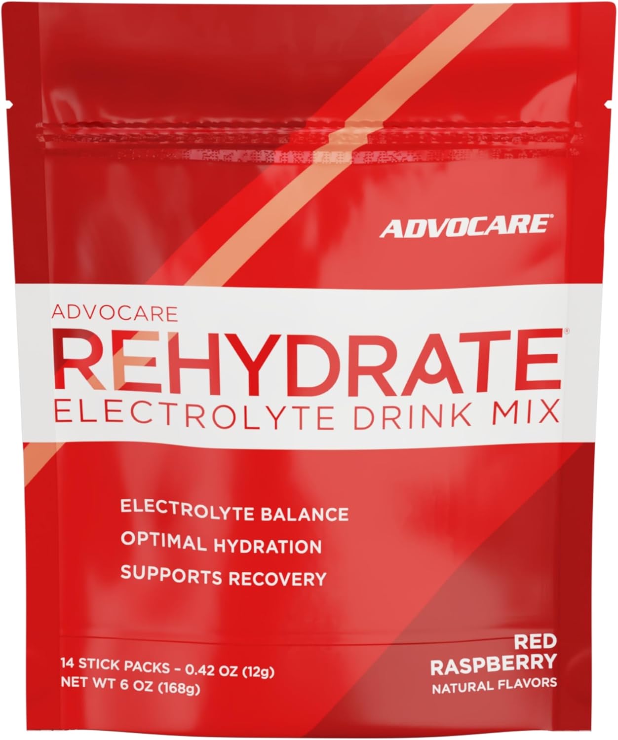 Advocare Rehydrate Electrolyte Drink Mix - Hydration & Recovery Drink With Sodium, Potassium & More - Red Raspberry, 14 Stick Packs