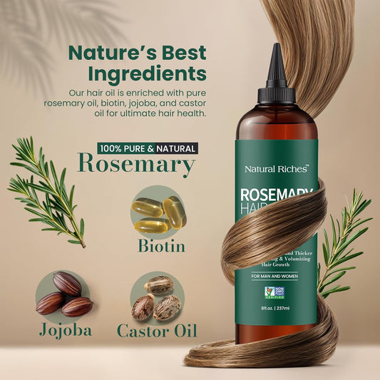 Natural Riches Unrefined Organic Batana Oil, 8 Fl Oz, 100% Pure & Natural, Cold Pressed Honduras Miracle Oil For Hair Growth