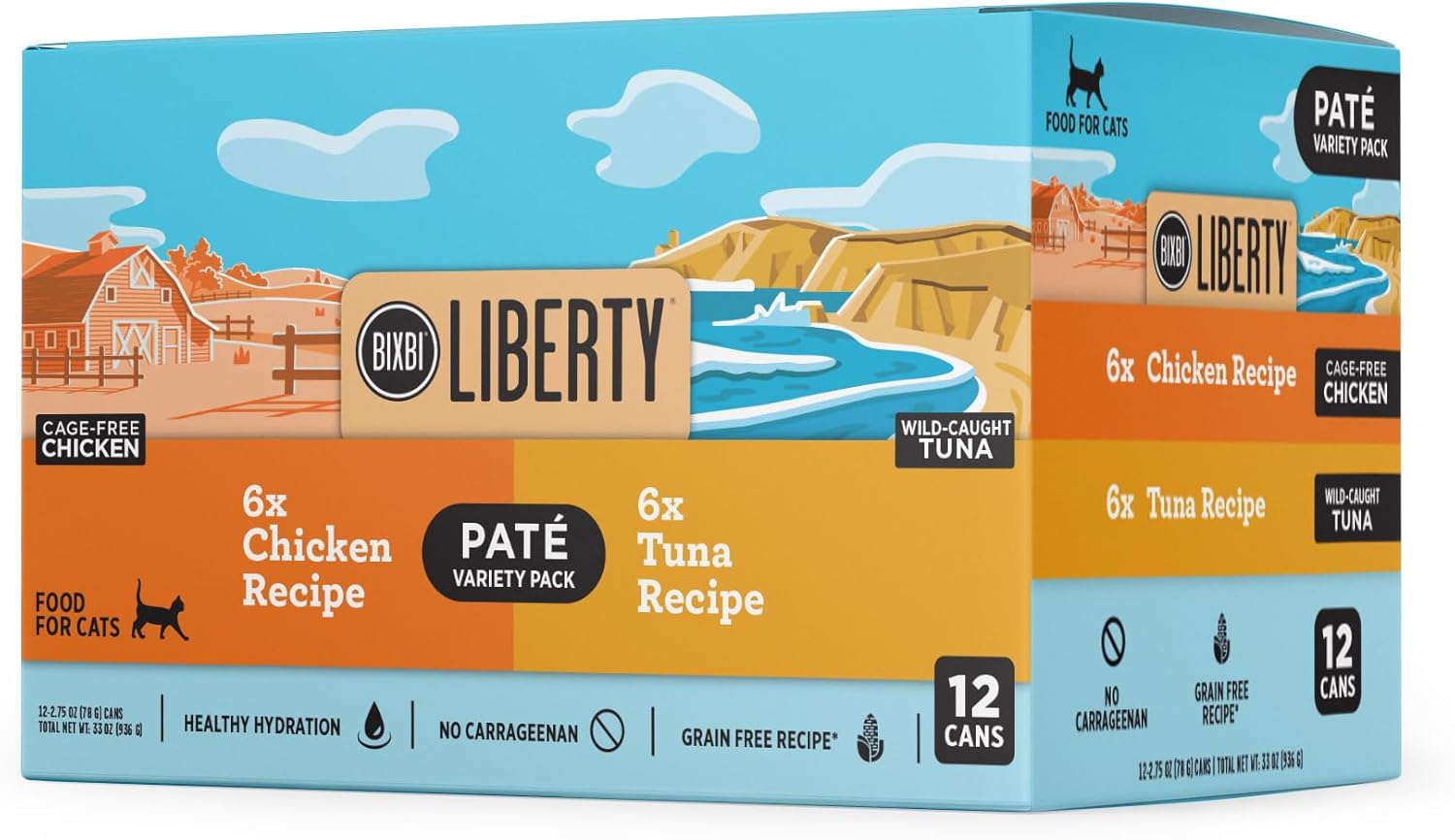 Bixbi Liberty Wet Cat Food Patè Variety Pack Featuring Chicken Recipe & Tuna Recipe – (2.75 Ounce Cans, Case Of 12)