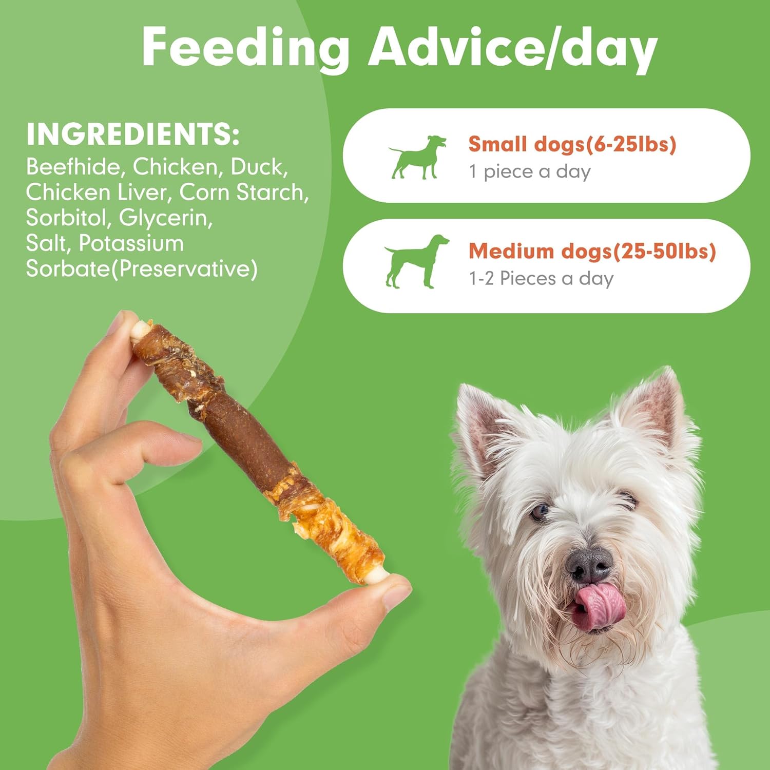 MON2SUN Dog Treats, Triple Flavor 5 Inch Chicken Liver Duck and Chicken Wrapped Rawhide Snacks for Small and Medium Dogs, 21.16 Oz (30 Count-Pack of 1) : Pet Supplies