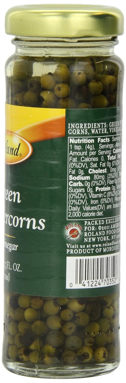 Roland Foods Green Peppercorns in Vinegar, Specialty Imported Food, 3.55 fl oz