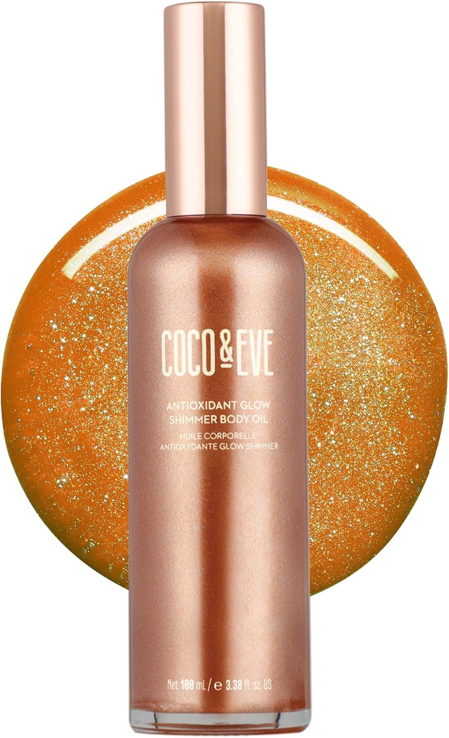 Coco & Eve Antioxidant Glow Shimmer Body Oil - Lightweight Skin Illuminator With Pearlescent Minerals, Natural Glitter, Antioxidants For Shimmering, Moisturizing And Healthy Glow (100Ml)