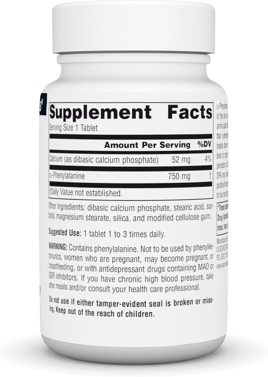 Source Naturals Dlpa Dl-Phenylalanine Supplement That Supports An Alert State* - 750 Mg - 30 Tablets